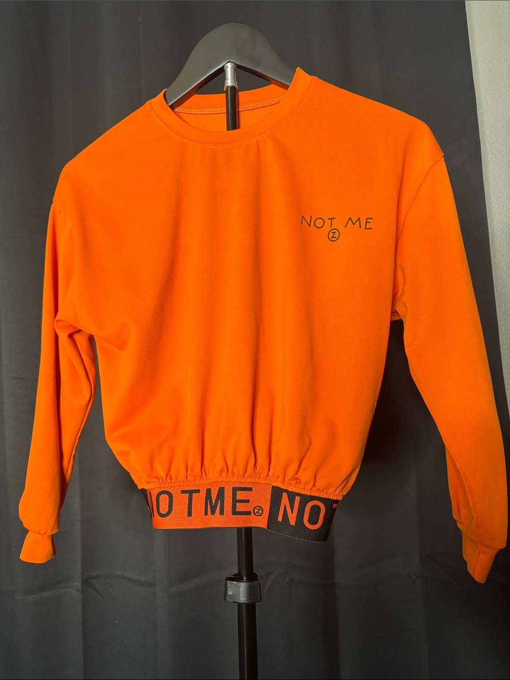 NOT ME Orange Logo Cropped Sweatshirt